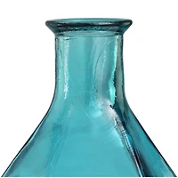24" Teal Recycled Glass Tall Spanish Bottleneck Vase