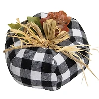 5" White & Black Buffalo Plaid Fall Harvest Pumpkin