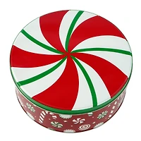 Peppermints & Candy Canes Round Christmas Tin by Makery™