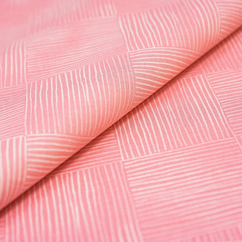 SINGER Floral Pastels Pink Stripe Cotton Fabric