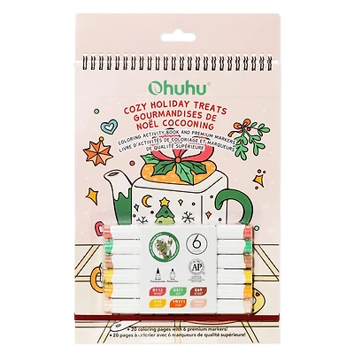 Ohuhu® Cozy Holiday Treats Coloring Activity Book & Premium Markers