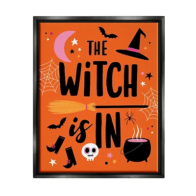 Stupell Industries Witch Is In Bold Cauldron Phrase Framed Floater Canvas Wall Art
