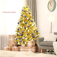 Costway 6ft. Unlit Champagne Gold Artificial Tinsel Christmas Tree with Foldable Stand