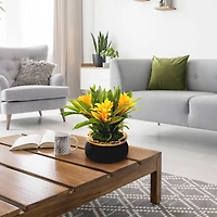 11" Bromeliad Artificial Plant in Stoneware Planter