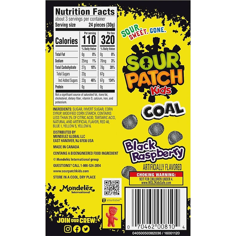 Sour Patch Kids Coal Soft & Chewy Candy