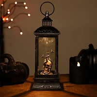 11" Black LED Lighted Halloween Lantern With Skull Head