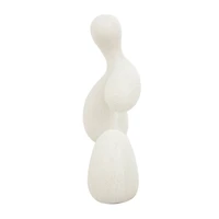 11" White Polystone Abstract Curved Shaped Sculpture with Speckled Texturing