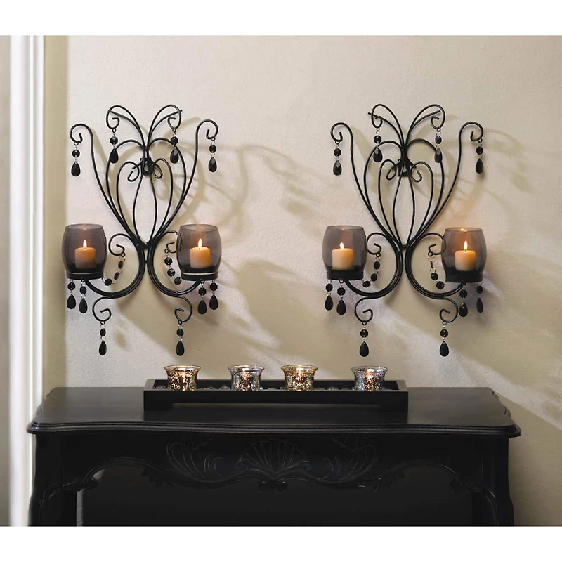 15" Midnight Elegance Candle Wall Sconces, 2ct.
