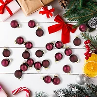 24ct. 1" Shiny & Matte Red Glass Ball Ornaments 