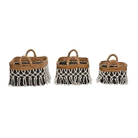 Black Cotton Bohemian Storage Basket Set