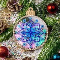 Wonderland Crafts Pink & Blue Snowflake Ball Ornament Bead Embroidery Kit