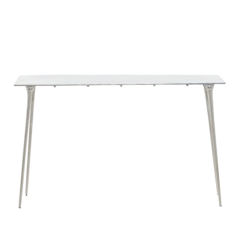 Silver Aluminum Glam Console Table, 50" x 15" x 31"