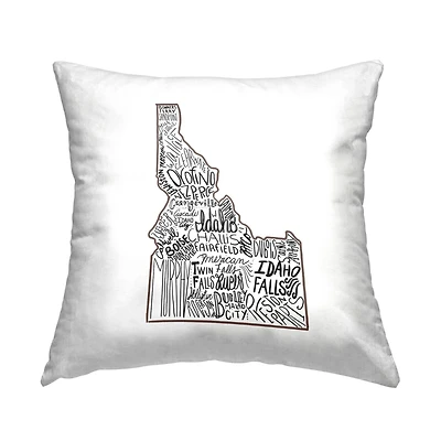 Stupell Industries Idaho State Outline Various Cities Typography Throw Pillow, 18" x 18"