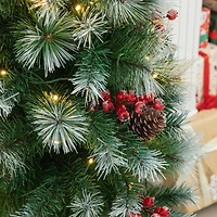 2 Pack 4ft. Pre-Lit Pine Artificial Christmas Porch Tree, Warm White LED Lights