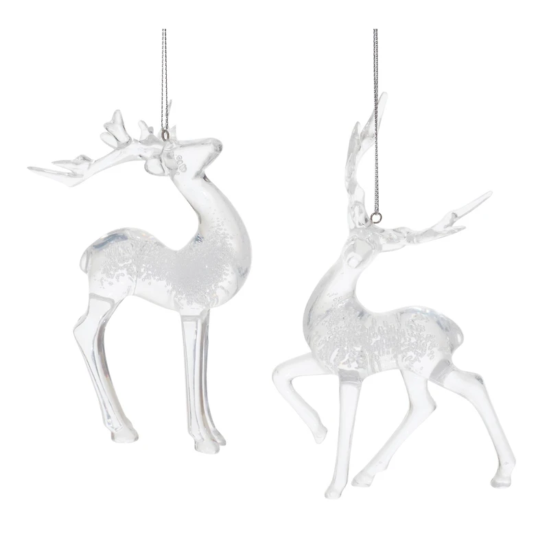 Clear Bubbled Plastic Deer Ornaments Set
