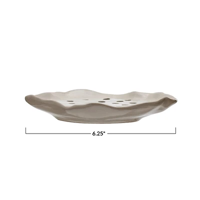 Hello Honey® 6" Ivory Stoneware Soap Dish with Removable Tray