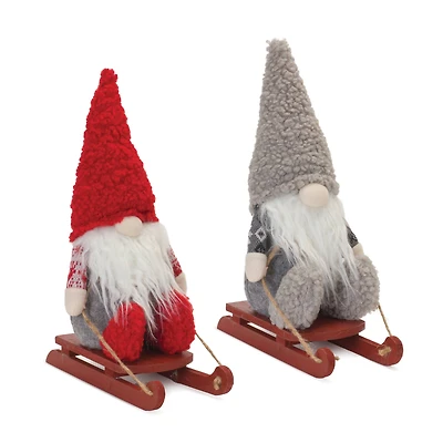 13.5" Plush Winter Gnome on Sled Set