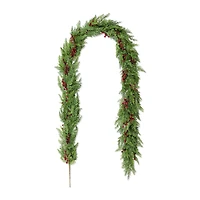 Glitzhome® 9ft Christmas Greenery PE Cedar Garland with Red Berries