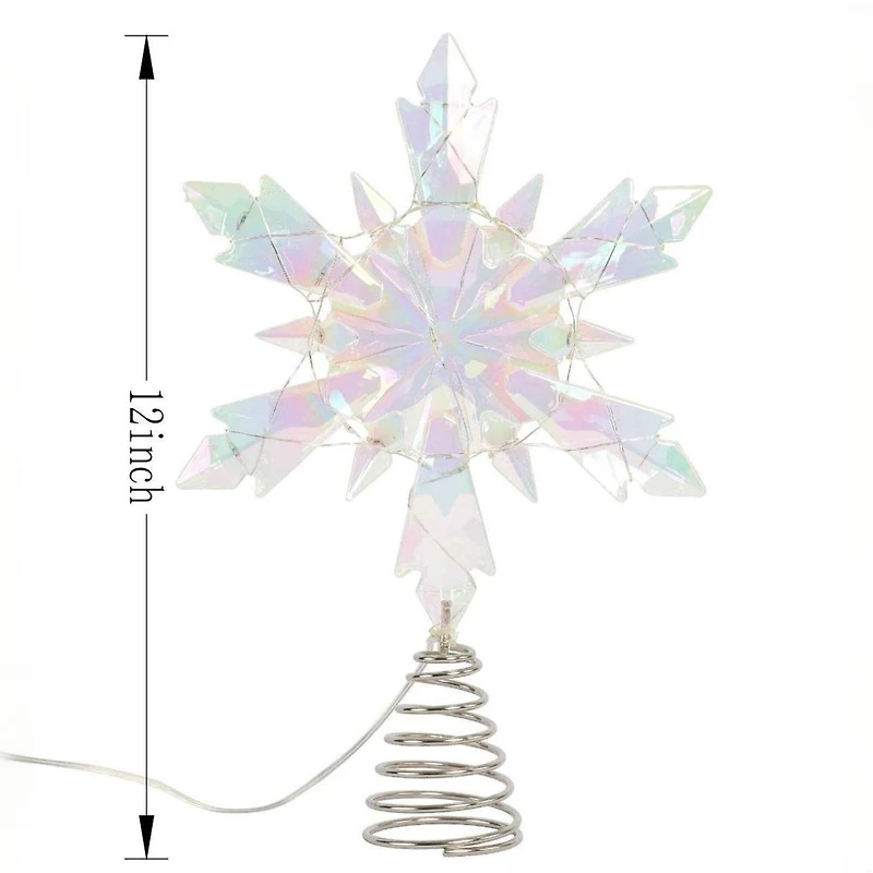 12" Iridescent Acrylic Snowflake Lighted Tree Topper by Ashland®