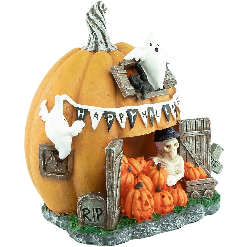 7" LED Lighted Pumpkin Village Halloween Decoration