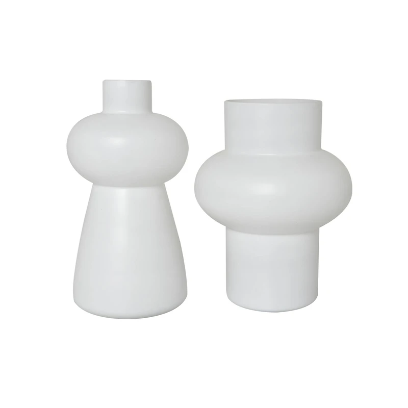 White Glass Unique Trumpet Vase Set