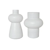 White Glass Unique Trumpet Vase Set