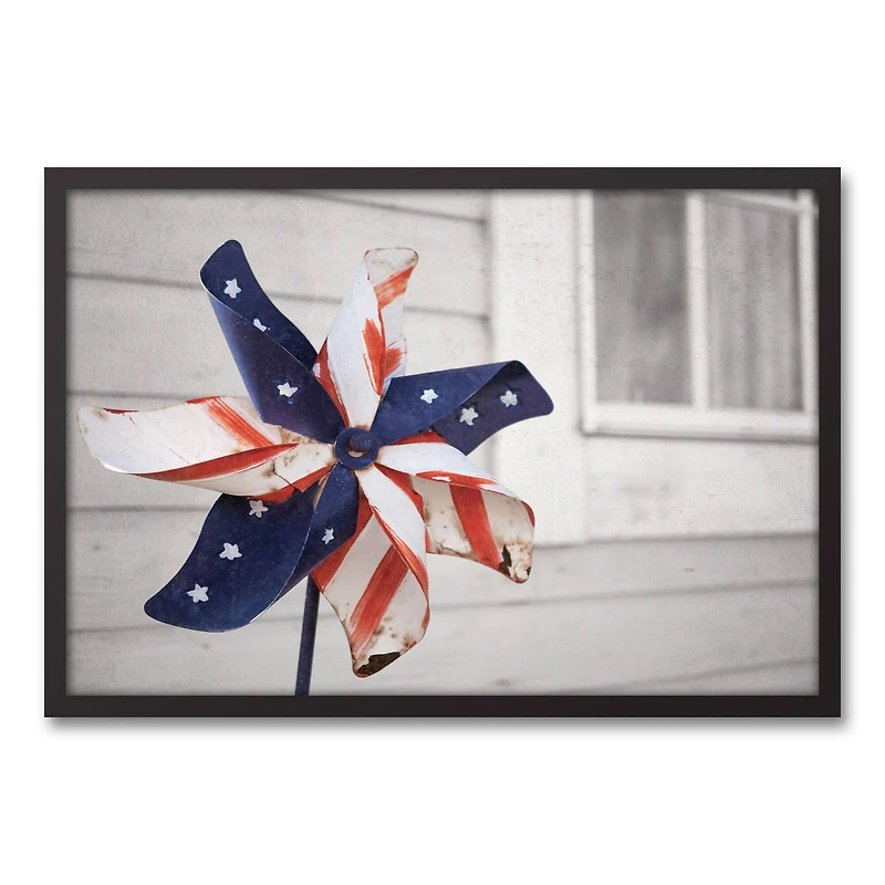 American Pinwheel Black Framed Canvas