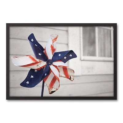 American Pinwheel Black Framed Canvas