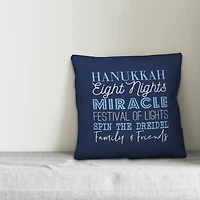 Blue Hanukkah Words 18x18 Spun Poly Pillow