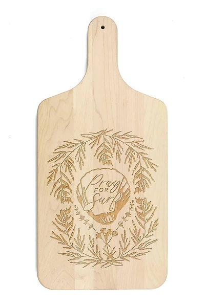 17" Pray For Surf Maple Wood Paddle Cutting Board