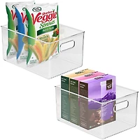 Sorbus 11.25" Clear Plastic Handled Bin Set