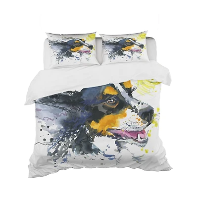 Designart 'Dog and Yellow Ball Watercolor