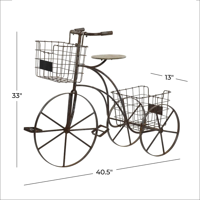 Brown Metal Farmhouse Plantstands, 33" x 41" x 13"