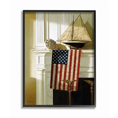 Stupell Industries Nautical Americana Mantle Painting with Black Frame Wall Accent
