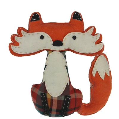 9.5" Orange Plaid Plush Sitting Fox Tabletop Décor