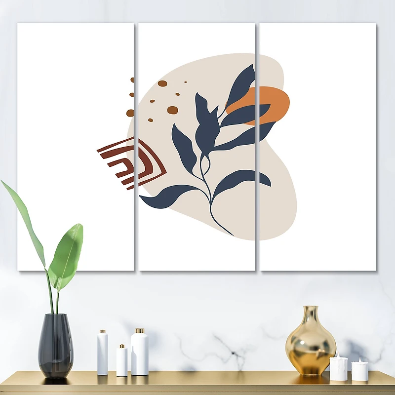 Designart - Abstract Flowers On Minimal Shapes VII