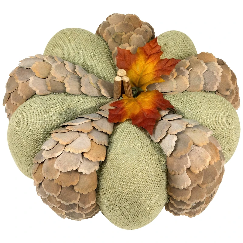 10" Green & Brown Autumn Harvest Tabletop Pumpkin