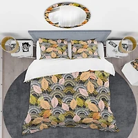 Designart 'Autumn leaves lace textured pattern' Mid-Century Duvet Cover Set