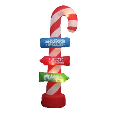 Santa's Workshop 8ft. Candy Cane Inflatable with Blower