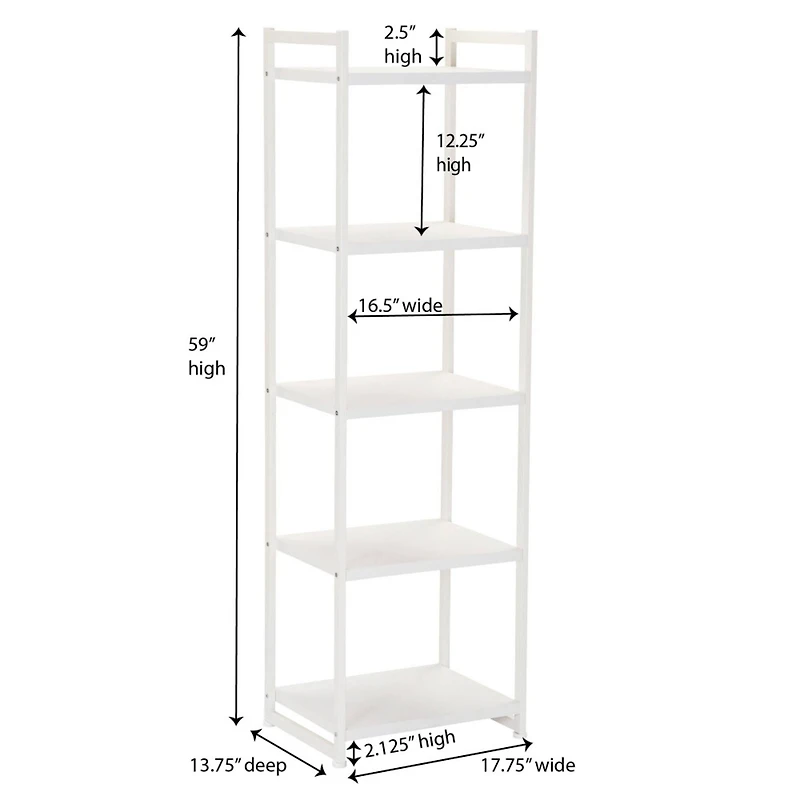 Household Essentials Jamestown 59" 5-Shelf Narrow Bookshelf