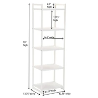 Household Essentials Jamestown 59" 5-Shelf Narrow Bookshelf