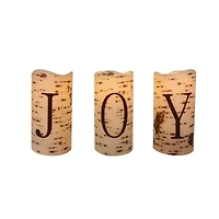 6" Battery Operated JOY Christmas LED Flameless Candle Set
