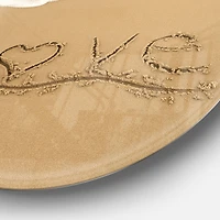 Designart - Love Written on Sandy Seashore' Seashore Metal Circle Wall Art