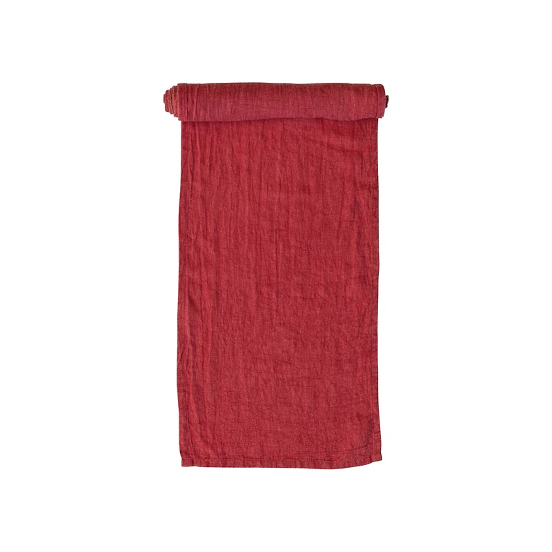 Hello Honey® 108" Red Stonewashed Linen Table Runner