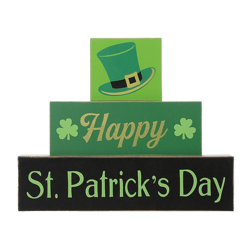 Glitzhome® 9.5" St. Patrick's Wooden Block Table Sign