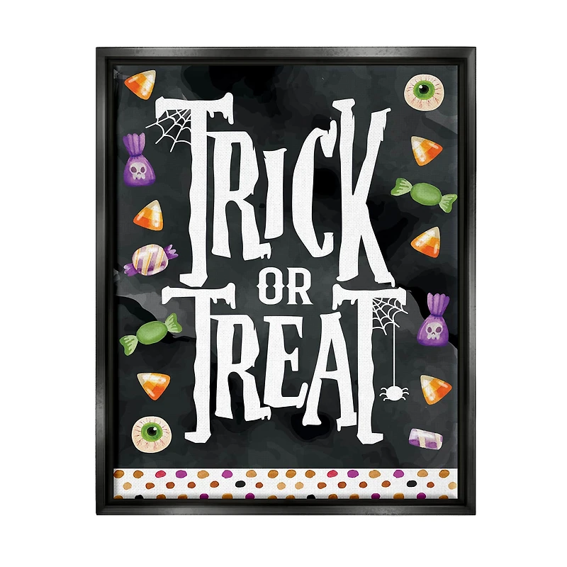 Stupell Industries Trick Or Treat Halloween Candy Framed Floater Canvas Wall Art