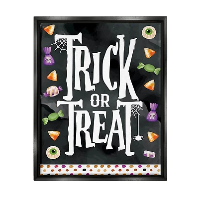 Stupell Industries Trick Or Treat Halloween Candy Framed Floater Canvas Wall Art
