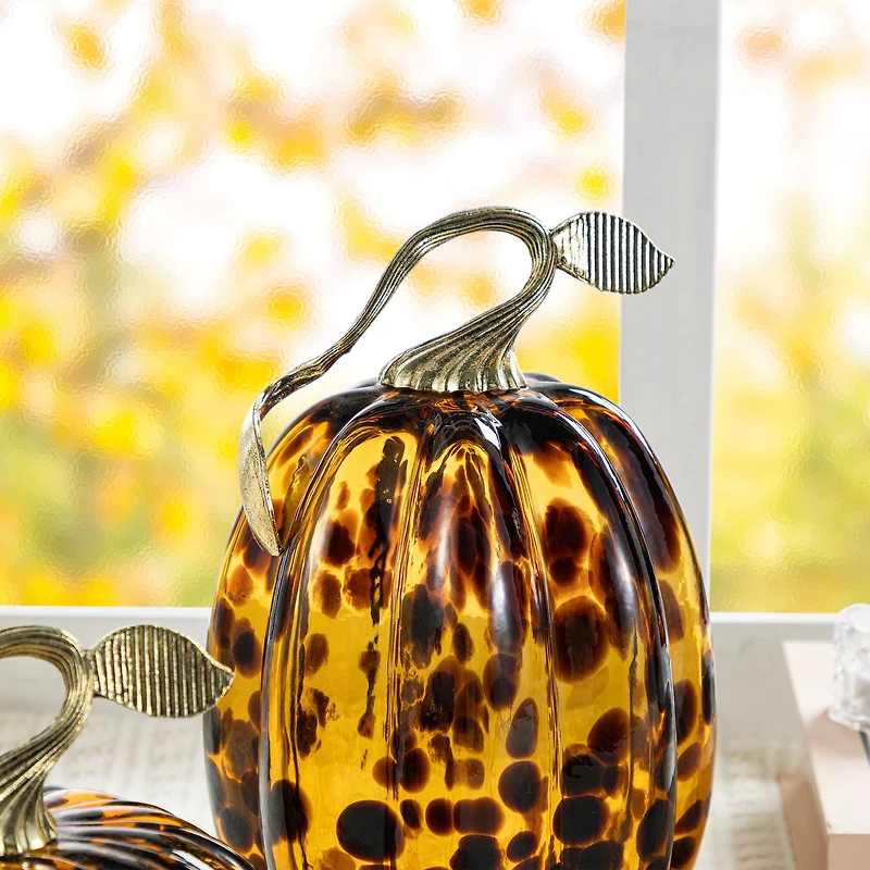 Glitzhome® Amber Dots Glass Pumpkin