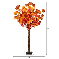 4ft. Pre-Lit Deluxe Autumn Maple Artificial Fall Tree with 68 Warm White LED Lights