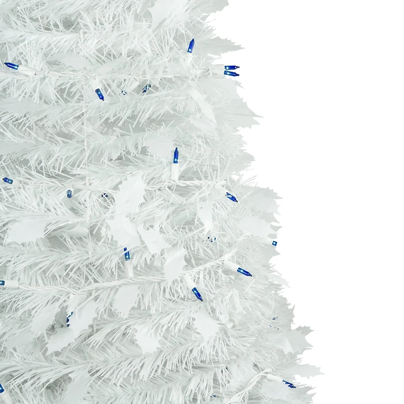 4ft. Pre-Lit White Tinsel Pop-Up Artificial Christmas Tree, Blue Lights